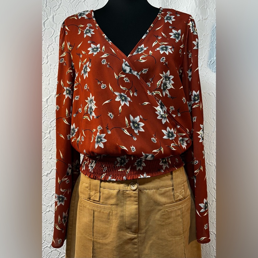 Sienna Sky- Women’s Floral Wrap Blouse (L)